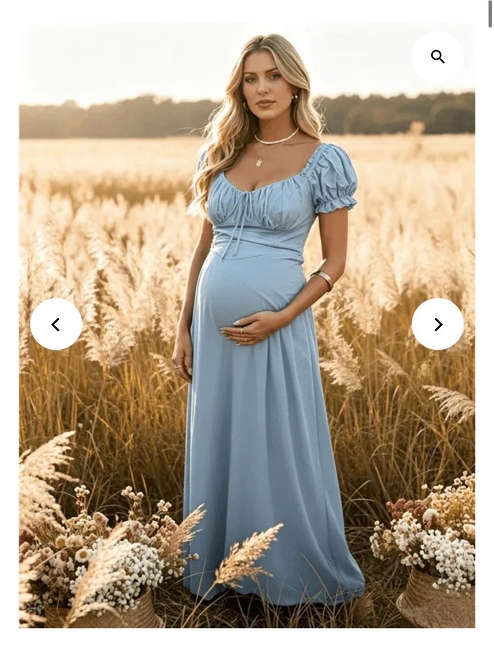 Momyknows Ruffle Ruched Lace-Up Big Swing Boho Western Maternity Maxi Dress